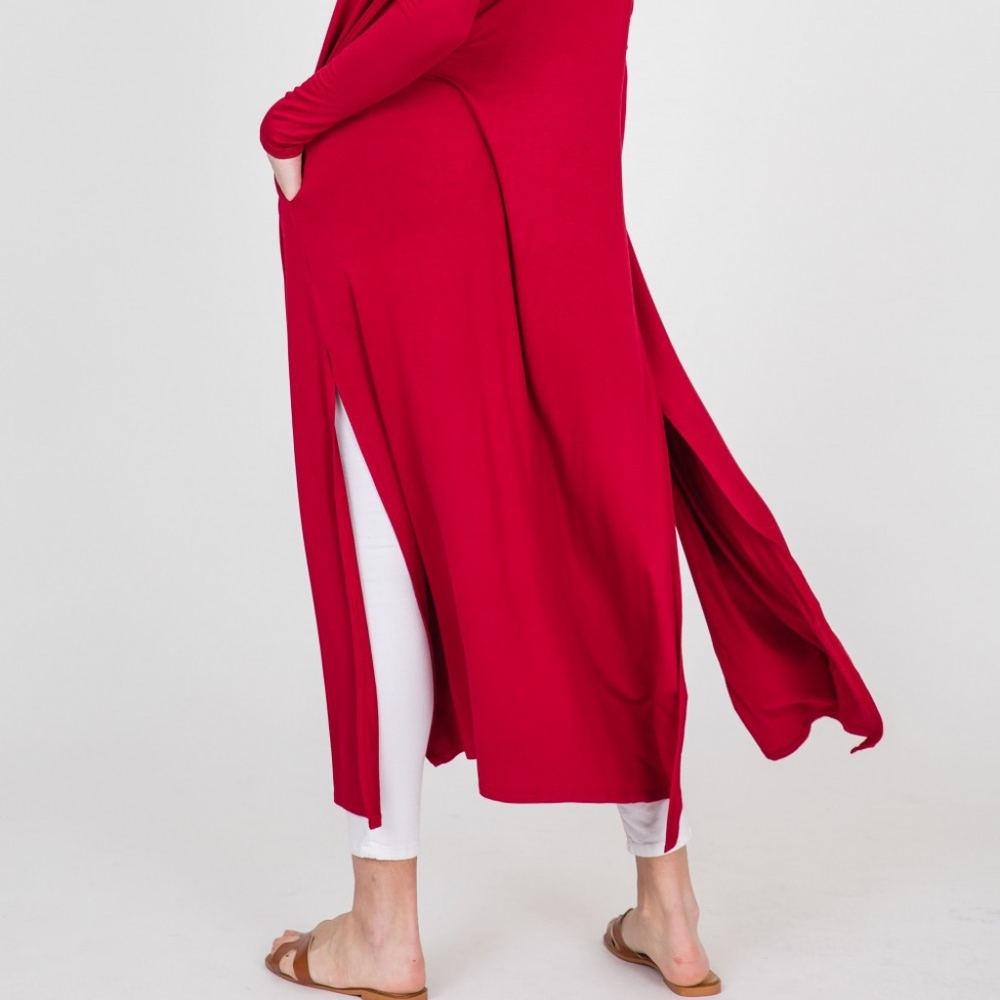 S-3X Knit Rayon Spandex Long Body Duster Cardigan - Picture 2 of 5